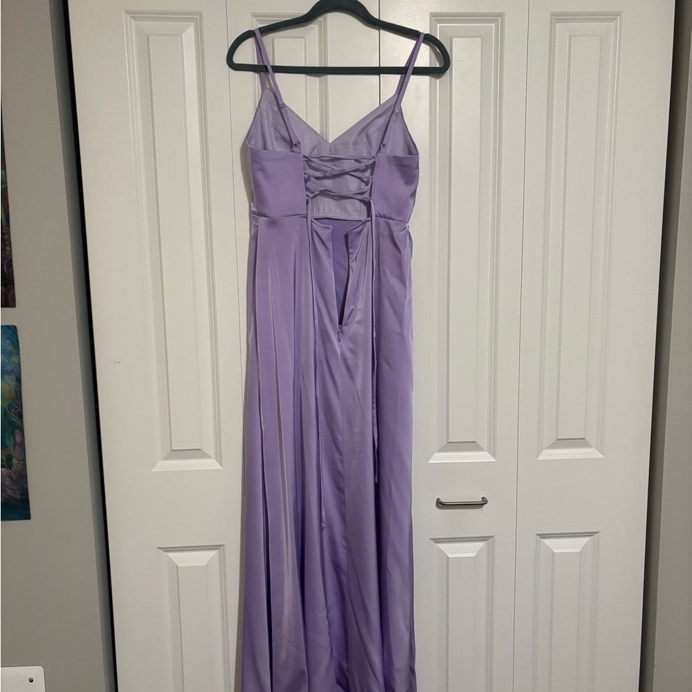 Azazie Light Purple Satin Dress - Picture 3 of 7